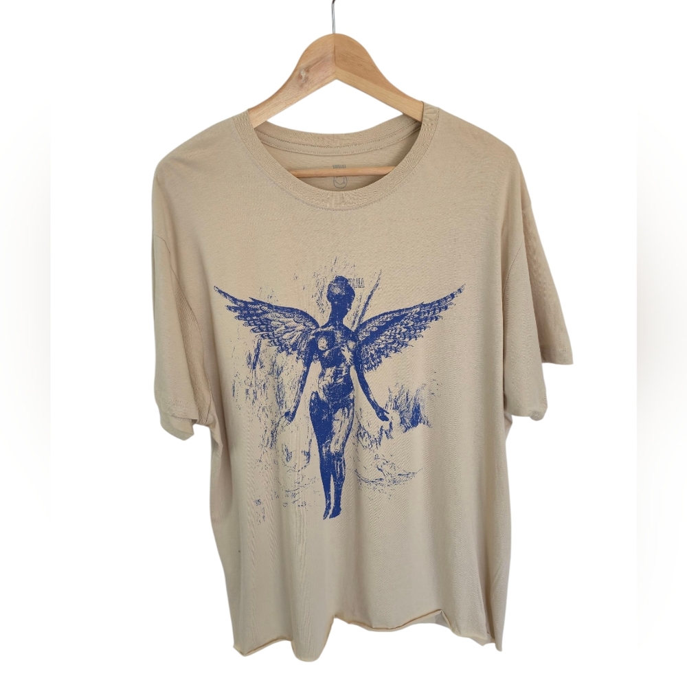 NWOT Nirvana In Utero Graphic Short Sleeve Tshirt Beige Blue Size Small - Picture 1 of 15
